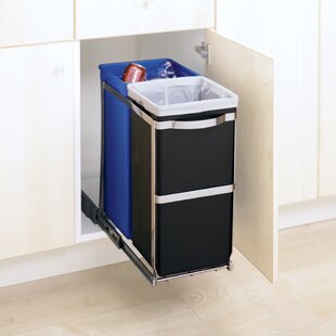  9.3 Gallon Under Counter Kitchen Cabinet Pull Out Recycling Bin And Trash Can 